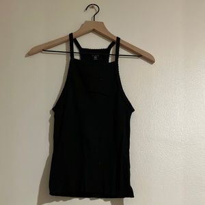 High neck black tank